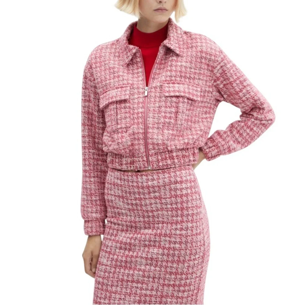 NWT MANGO HOUNDSTOOTH TWEED SKIRT & JACKET SET - SIZE S - Picture 3 of 16